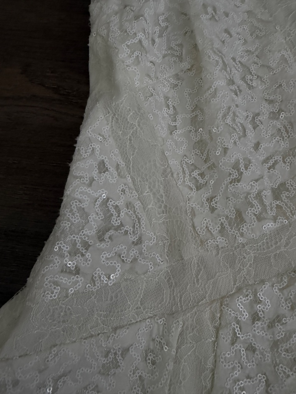 BCBG MAXAZRIA OFF WHITE "GRACIE" SEQUIN LACE SLEEVELESS A-LINE DRESS SZ 8 $338 - Picture 5 of 13